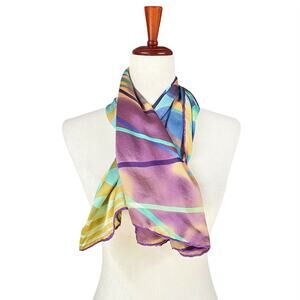 AKER Turkish Silk Satin Scarf Modern Art Kaleidoscope Square 33"x33" Headscarf